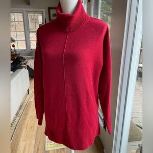 Calvin Klein Red with slight grey threads woven in Turtleneck Sweater Medium